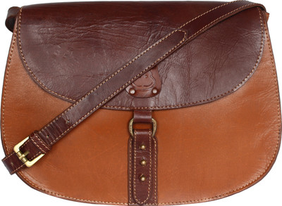 

Hippo Women Brown Genuine Leather Sling Bag