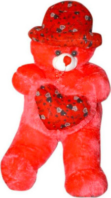 

ATTRACTIVE 3 Feet Standing Teddy Bear with Cap & Heart - 85 cm(Red)