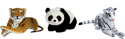 

Yakeen Cute Panda White & Br Tiger Combo Soft Toys Pack of 3 - 32 cm(Multicolour)