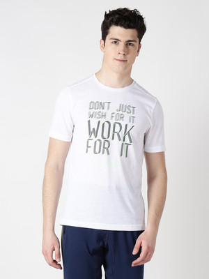 ALCIS Printed Men Round Neck White T-Shirt