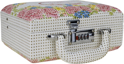 

ZEVORA Briefcase Romantic Flower Cosmetic Organizer Fashion, Multi Purpose, Jewellery, Makeup Vanity Box(White, Pink)