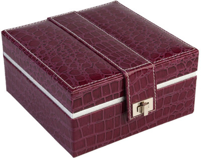 

BLUSHBEES Twin Layer Leather Jewelry Box Organizer with Mirror Jewellery Vanity Box(Voluptuous Violet)