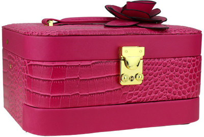 

ZEVORA Leather Look Flower Cosmetic Organizer Makeup, Fashion, Multi Purpose, Jewellery Vanity Box(Red)