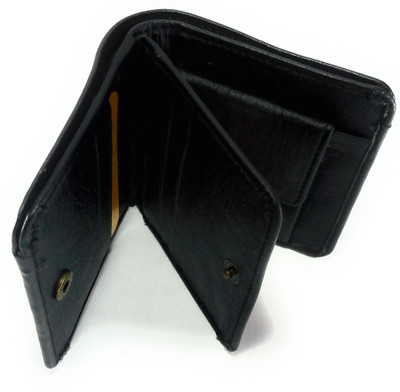 DJ Men Black Genuine Leather Wallet(4 Card Slots)
