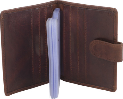 

Dumeril Men Brown Genuine Leather Card Holder(26 Card Slots), Dark brown