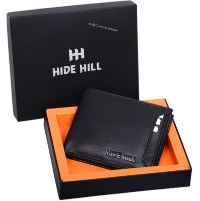 

hide hill Men Black Genuine Leather Wallet(7 Card Slots)