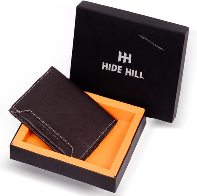 

hide hill Men Brown Genuine Leather Wallet(9 Card Slots)