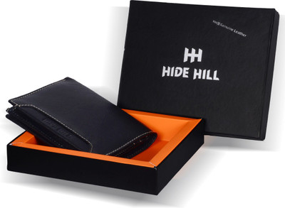 

hide hill Men Black Genuine Leather Wallet(9 Card Slots)