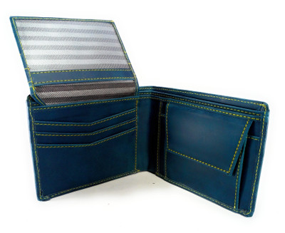 

DJ Men Blue Genuine Leather Wallet(4 Card Slots)