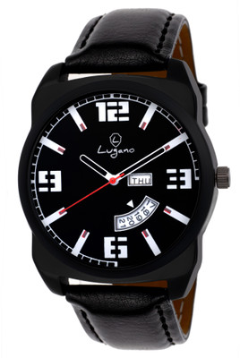 

Lugano LG 1119 Exquisite & Royal Black Dial Day & Date Watch - For Men