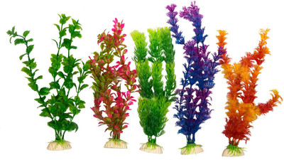 

Liger India Aquarium/ Fish Tank Decorative Artificial Plant, Pack of 10, 12 Inch height, Laterite Planted Substrate(Multicolor)