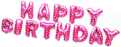 

AMFIN Printed Happy Birthday Letter Foil Balloon Birthday Party Supplies / Happy Birthday Balloons For Party Decoration, Pink Balloon(Multicolor, Pack of 13)