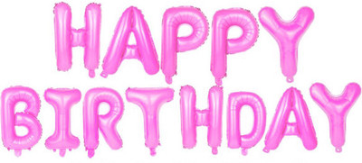 

AMFIN Printed Happy Birthday Letter Foil Balloon Birthday Party Supplies / Happy Birthday Balloons For Party Decoration - Pink Balloon(Multicolor, Pack of 13)