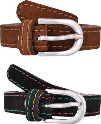 

Exotique Women Casual Multicolor Genuine Leather Belt, Black;tan