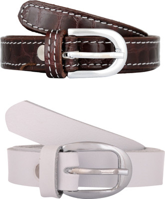 

Exotique Women Casual Multicolor Genuine Leather Belt, Brown;white