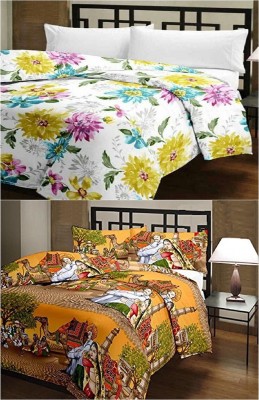 HND Floral Single Dohar for  AC Room(Poly Cotton, White, Yellow)