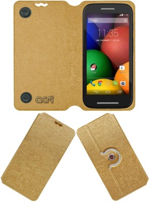 ACM Flip Cover for Motorola Moto E (1st Gen)(Gold, Cases with Holder, Pack of: 1)