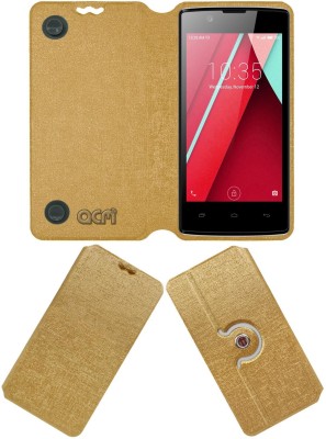 ACM Flip Cover for Intex Aqua 3G NS(Gold, Cases with Holder, Pack of: 1)