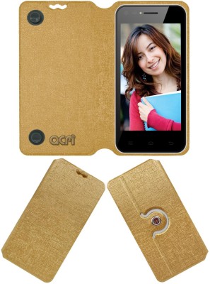 ACM Flip Cover for Celkon Campus Whizz Q42(Gold, Cases with Holder, Pack of: 1)
