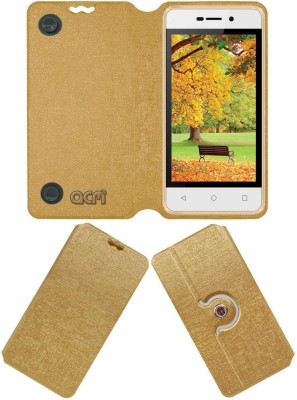 ACM Flip Cover for Intex Aqua 4G Strong(Gold, Cases with Holder, Pack of: 1)