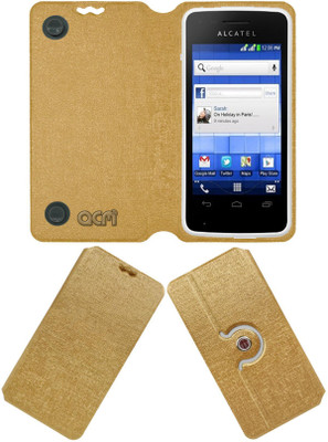 ACM Flip Cover for Alcatel Glory 2T OT4005D(Gold, Cases with Holder, Pack of: 1)