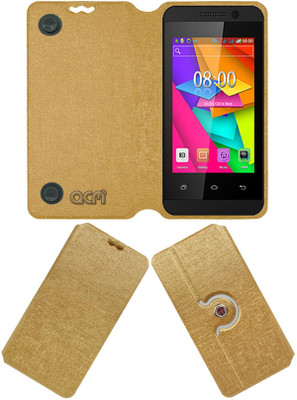 ACM Flip Cover for Videocon Infinium Zest Lite(Gold, Cases with Holder, Pack of: 1)