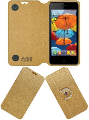 ACM Flip Cover for Intex Aqua Style 4.0(Gold, Cases with Holder, Pack of: 1)