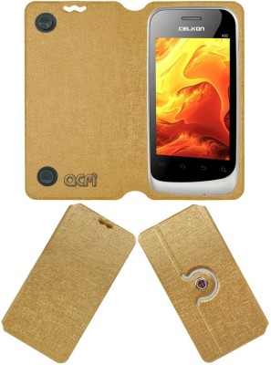 ACM Flip Cover for Celkon A85(Gold, Cases with Holder, Pack of: 1)