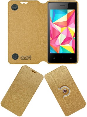 ACM Flip Cover for Intex Aqua Wing(Gold, Cases with Holder, Pack of: 1)