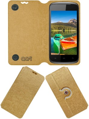 ACM Flip Cover for Celkon A63(Gold, Cases with Holder, Pack of: 1)