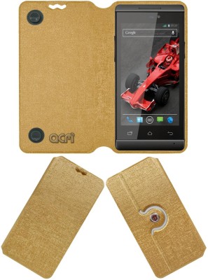 ACM Flip Cover for Lava Xolo A500s(Gold, Cases with Holder, Pack of: 1)