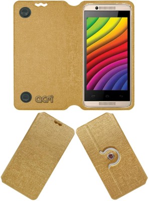 ACM Flip Cover for Intex Aqua 3g Pro Q(Gold, Cases with Holder, Pack of: 1)