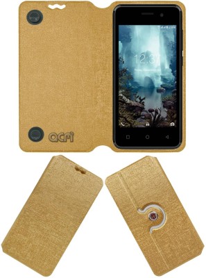 ACM Flip Cover for Intex Aqua 4g Mini(Gold, Cases with Holder, Pack of: 1)