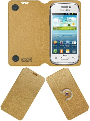 ACM Flip Cover for Samsung Galaxy Young Duos S6312(Gold, Cases with Holder, Pack of: 1)