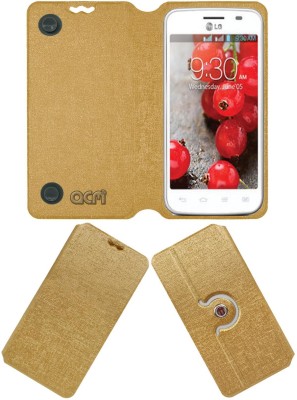 ACM Flip Cover for Lg Optimus L4 Ii Dual E445(Gold, Cases with Holder, Pack of: 1)