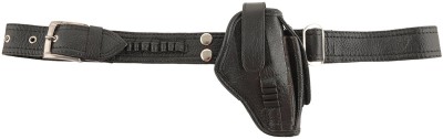 SHAH Pure leather 32 Bore 2 in 1 Pistol Cover with Belt Racquet Carry Case/Cover Free Size(Black)