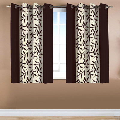 

Home Candy 152 cm (5 ft) Polyester Window Curtain (Pack Of 2)(Floral, Brown)