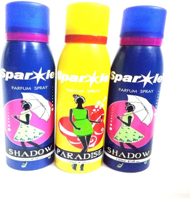 

Sparkle SHADOW AND PARADISE Perfume Body Spray - For Women(450 ml, Pack of 3)