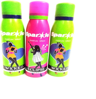 

Sparkle WICKED AND ECLIPSE Perfume Body Spray - For Women(450 ml, Pack of 3)
