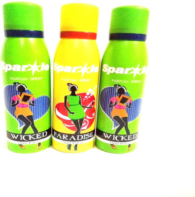 

Sparkle WICKED AND PARADISE Perfume Body Spray - For Women(450 ml, Pack of 3)