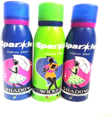 

Sparkle SHADOW AND WICKED Perfume Body Spray - For Women(450 ml, Pack of 3)