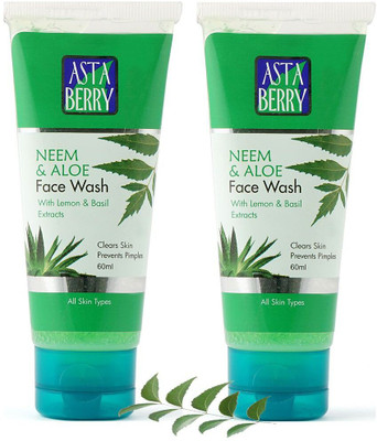 

Astaberry Neem & Aloe Face Wash (60 ml) - With Neem Extract, Aloe vera, Basil Extract, Lemon Juice (Pack of 2) Face Wash(60 ml)