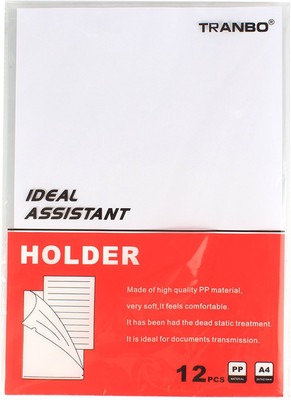 

TRANBO Plastic Sheet Holder / Sheet Protectors - Pack of 12(Set Of 1, White)