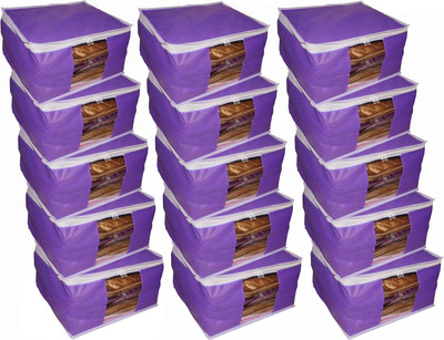 

Funkroo High Quality Pack of 15 Non Woven 10inch Designer Height Saree Cover Gift Organizer bag vanity pouch Keep saree/Suit/Travelling Pouch(Purple)
