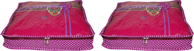 

Funkroo High Quality Pack of 2 Polka dot 2 inch Designer Height Saree Cover Gift Organizer bag vanity pouch Keep saree/Suit/Travelling Pouch(Pink)