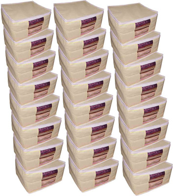 

Funkroo High Quality Pack of 24 Non Woven 10inch Designer Height Saree Cover Gift Organizer bag vanity pouch Keep saree/Suit/Travelling Pouch(Cream)