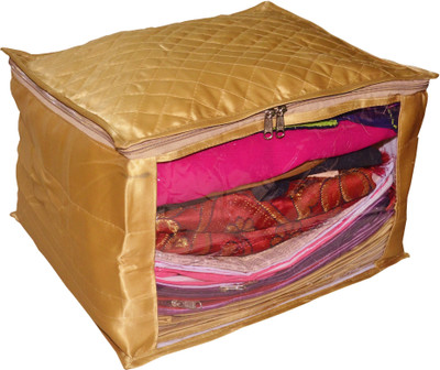 

Funkroo High Quality Pack of 1 Satin 12inch Designer Height Saree Cover Gift Organizer bag vanity pouch Keep saree/Suit/Travelling Pouch(Golden)