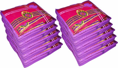 

Funkroo High Quality Pack of 10 Non woven 2 inch Height Saree Cover Gift Organizer bag vanity pouch Keep saree/Suit/Travelling Pouch(Purple)