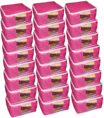 

Funkroo High Quality Pack of 24 Non Woven 10inch Designer Height Saree Cover Gift Organizer bag vanity pouch Keep saree/Suit/Travelling Pouch(Pink)
