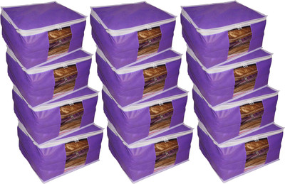 

Funkroo High Quality Pack of 12 Non Woven 10inch Designer Height Saree Cover Gift Organizer bag vanity pouch Keep saree/Suit/Travelling Pouch(Purple)